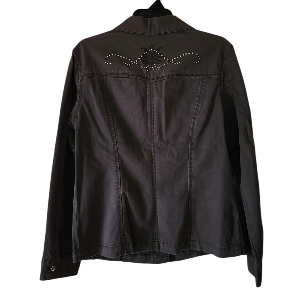Chico's Dark Gray Embellished Utility Jacket - Picture 2 of 5